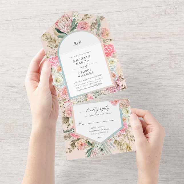 Elegant Bohemian Floral (No ENV Needed) All In One Invitation (Tearaway)