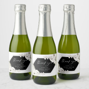 Elegant Bohemian Floral Thank You Sparkling Wine Label