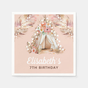 Elegant Bohemian Girl Birthday Personalized Napkin