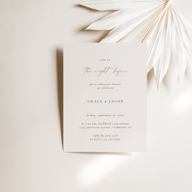 Elegant Bohemian Ivory Minimalist Rehearsal Dinner Invitation (Creator Uploaded)