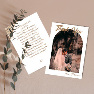 Elegant Bohemian pampas grass photo wedding  Thank You Card