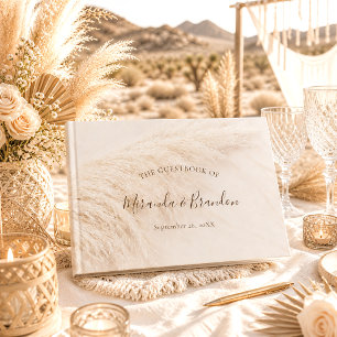 Elegant Bohemian Pampas Grass Wedding Guest Book