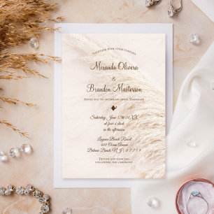 Elegant Bohemian Pampas Grass Wedding Invitation