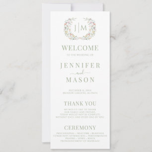 Elegant Bohemian Pastel Floral Wedding Programs