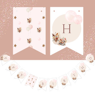 Elegant Bohemian Pastel Pattern Bunting Flags