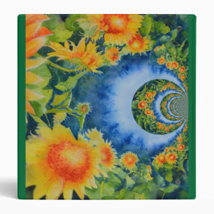 Elegant bohemian retro sunflowers binder