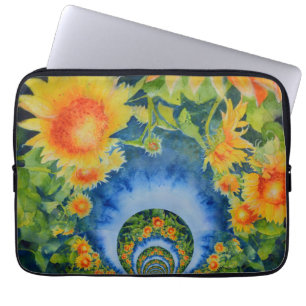 Elegant bohemian retro sunflowers laptop sleeve