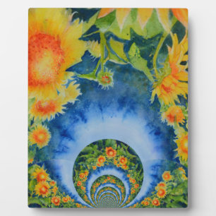 Elegant bohemian retro sunflowers plaque