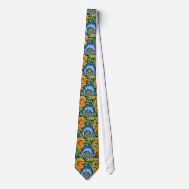 Elegant bohemian retro sunflowers tie (Front)