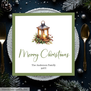 Elegant Bohemian Rustic Christmas Lantern Napkins