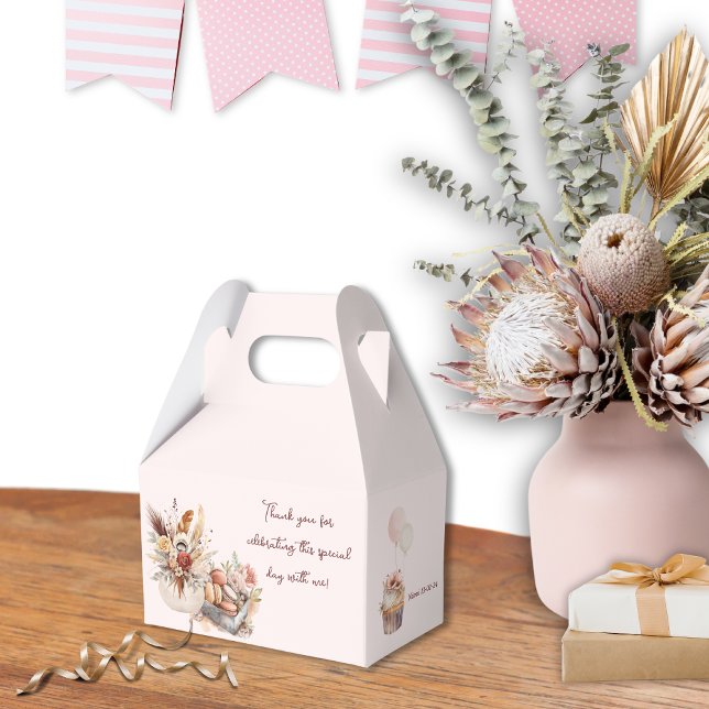 Elegant Bohemian Rustic Pink Tea Party Favor Box (Elegant Bohemian Birthday Party Favor Box)
