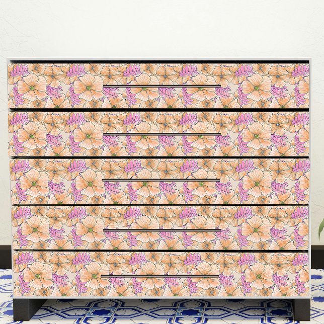 Elegant Bohemian Watercolor Peach Pink Flowers Tissue Paper (Creator Uploaded)