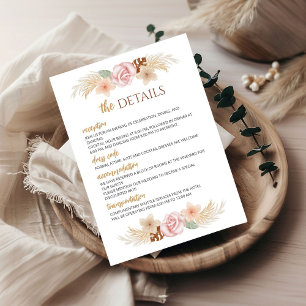 Elegant Bohemian Wedding Reception and Details Enclosure Card