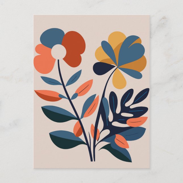 Elegant Boho Abstract Botanical Flower  Postcard (Front)