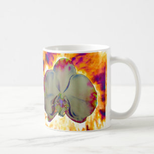 Elegant boho abstract watercolor orchid painting coffee mug