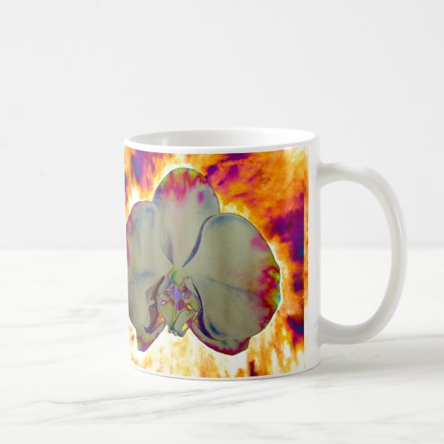 Elegant boho abstract watercolor orchid painting coffee mug (Right)