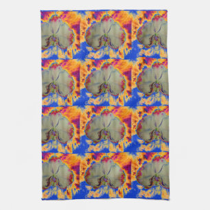 Elegant boho abstract watercolor orchid painting kitchen towel