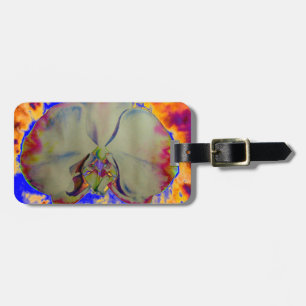 Elegant boho abstract watercolor orchid painting luggage tag