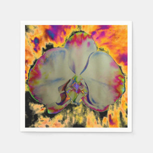 Elegant boho abstract watercolor orchid painting napkin