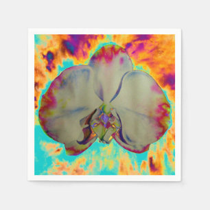 Elegant boho abstract watercolor orchid painting napkin