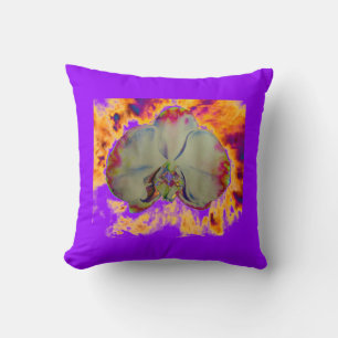 Elegant boho abstract watercolor orchid painting throw pillow