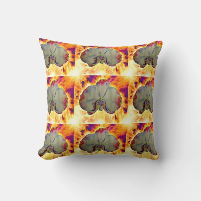 Elegant boho abstract watercolor orchid painting throw pillow (Front)