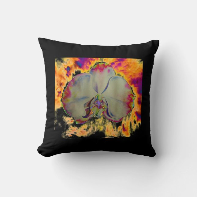 Elegant boho abstract watercolor orchid painting throw pillow (Front)