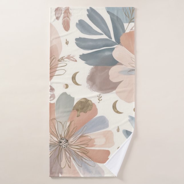 Elégant Boho Aquarelle Floral Salle de bain (Serviette de bain)