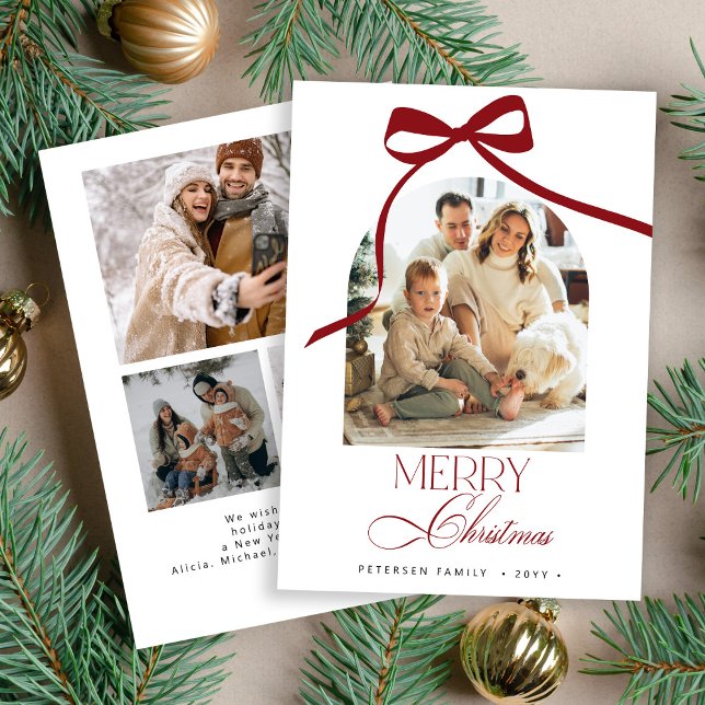 Elegant boho arch 4 photos Merry Christmas  Holiday Card (Creator Uploaded)