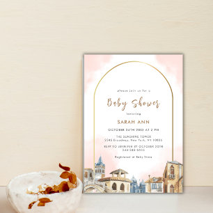 Elegant Boho Arch Destination Baby Shower Invitation