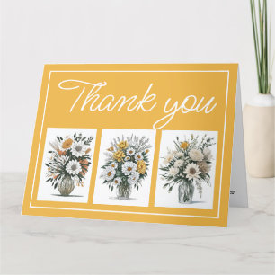 Elegant Boho Art Flower In A Vase Thank You Card