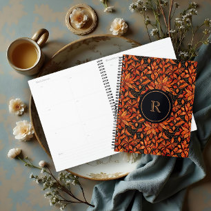 Elegant Boho Autumn Shades Monogram with Initial Planner