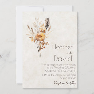 Elegant boho autumn wildflowers Wedding Invitation