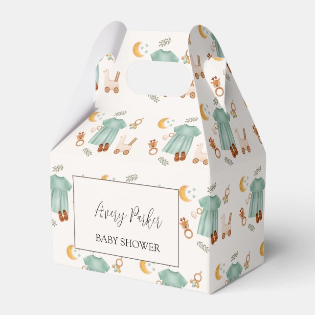 Elegant Boho Baby Girl Clothes Baby Shower  Favor Box (Front Side)