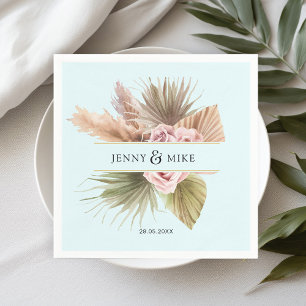 Elegant, Boho, Beige & Earth Tones Wedding Napkin