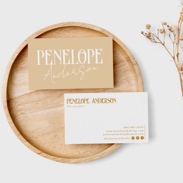 Elegant Boho Beige Neutral Minimal Modern Trendy   Business Card (Creator Uploaded)