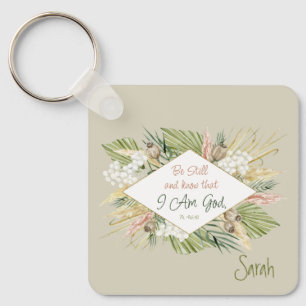 Elegant Boho Bible Verse ‘Be Still and Know’ Keychain