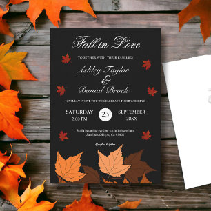 Elegant Boho Black And White Fall in Love Wedding Invitation