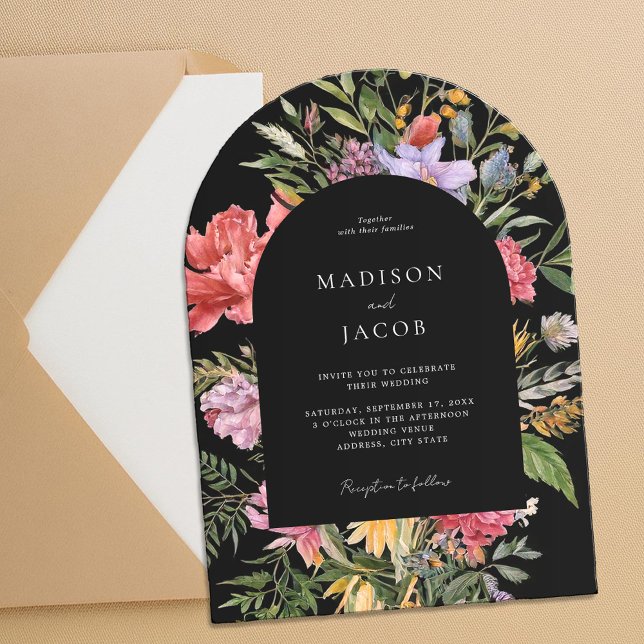 Elegant Boho Black Dutch Floral Wedding Acrylic Invitations (Creator Uploaded)