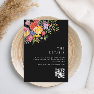 Elegant Boho Black Dutch Floral Wedding Enclosure Card