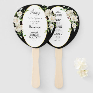 Elegant Boho Black Floral Wedding Ceremony Hand Fan