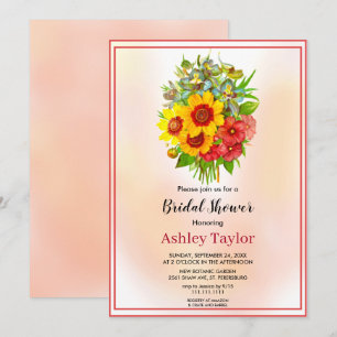 Elegant boho blossoms floral bouquet Bridal Shower Invitation