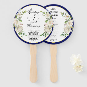 Elegant Boho Blue Floral Wedding Ceremony Hand Fan