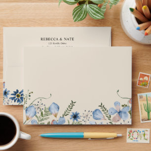 Elegant Boho Blue Florals 5x7 Card Envelope