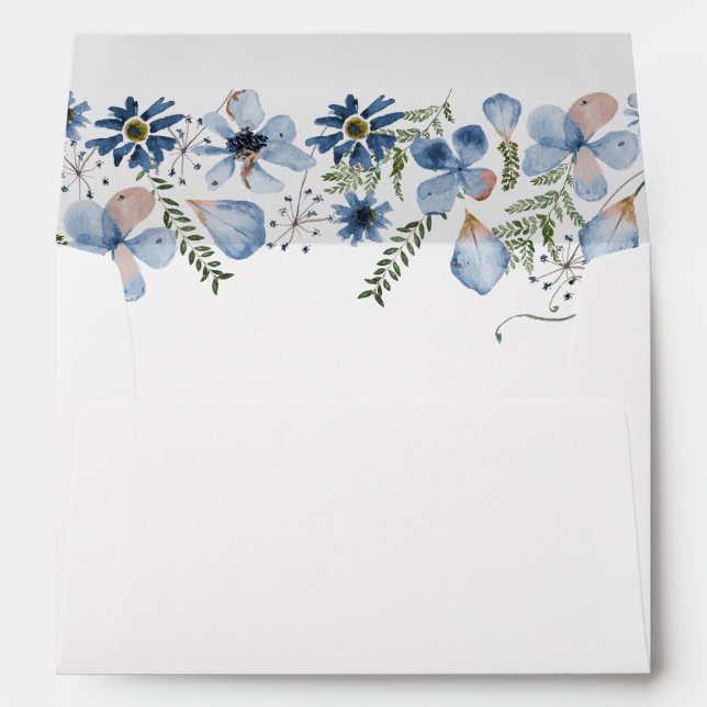 Elegant Boho Blue Florals 5x7 Card Envelope (Back (Bottom))