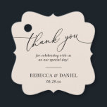 Elegant Boho Blush Monogram Wedding Thank You Favour Tags<br><div class="desc">Designed to coordinate with our Romantic Script wedding collection,  this customizable tag,  features a calligraphy graphic thank you,  paired with a classy serif font in black. Matching items available.</div>