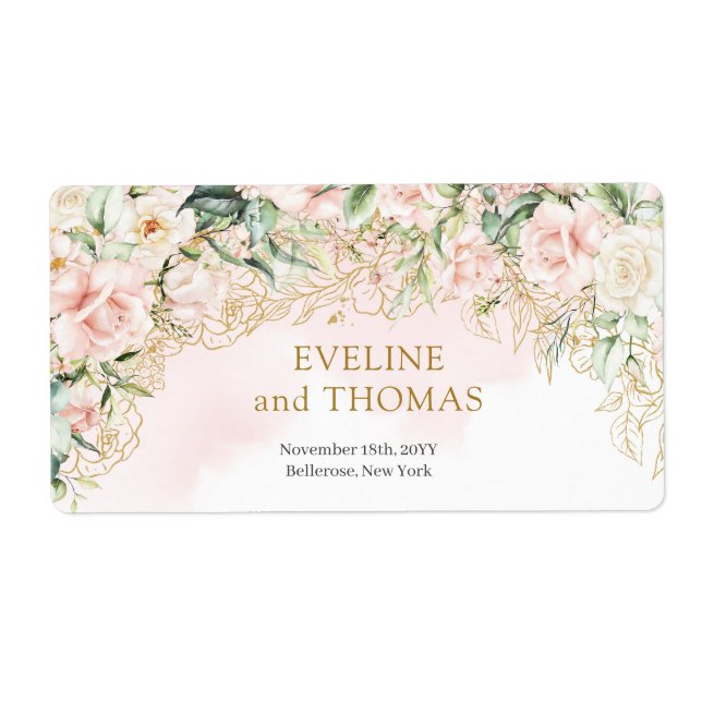 Elégant boho blush parties scintillant or floral s (Devant)