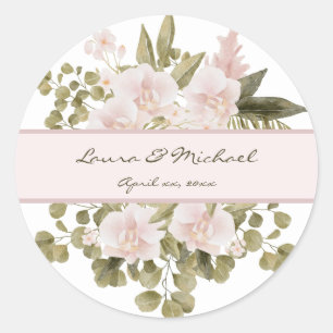 Elegant BOHO Blush Pink Wedding Classic Round Sticker