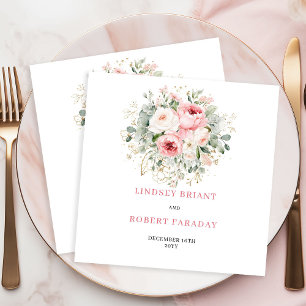 Elegant Boho Blush Rose Gold Wedding Napkins