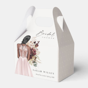 Elegant Boho Blush Wedding Gown Bridal Shower Favor Box